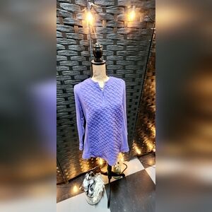 Soft Surroundings periwinkle blue quilted tunic 3/4 sleeves size Large